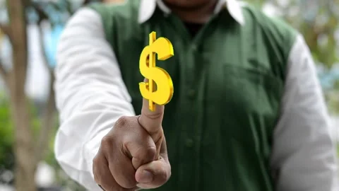 Dollar sign in front of finger Stock Footage 306341040