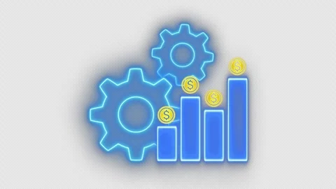 Dollar sign graph and chart with gears spinning around on transparent background 스톡 동영상 291288318