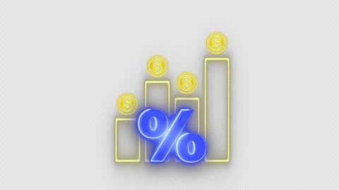 Dollar sign graph and chart with percentage icon on transparent background. 스톡 동영상 291288921