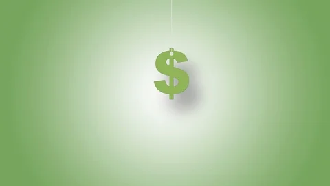 Dollar Sign in Green Hanged with String On Green Background in 4K Resolution Stock Footage 125929953