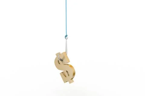 Dollar sign hanging the fish hook Stock Illustration