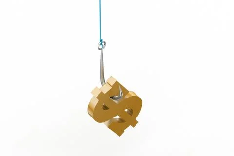 Dollar sign hanging the fish hook Stock Illustration