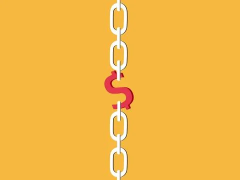 Dollar sign helps to hold the chain links together Stock Illustration