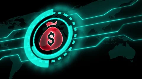 Dollar Sign Icon, circle animation and neon line with a black background... Stock Footage 327757654