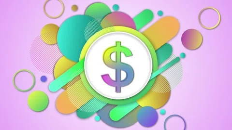 Dollar sign icon with layered circles and shapes background modern abstract.. 스톡 동영상 337262955