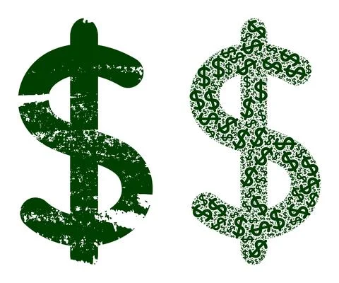 Dollar Sign Icon Recursive Collage and Grunge Textured Icon Illustrazione stock