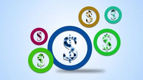 Dollar sign icons in circles background money finance and business growth c.. Видео 337879970