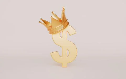 Dollar sign king crown light on brown color background Stock Illustration