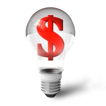 Dollar sign in lightbulb Stock Illustration