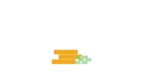 A dollar sign looms over a stack of coins and an umbrella, illustrating the.. Stock Footage 332199253