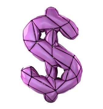 Dollar sign made in low poly style isolated on white background. Illustration