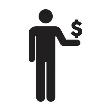Dollar sign with man icon vector currency symbol for business and finance Stock Illustration