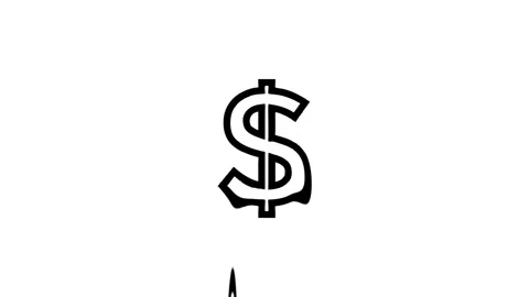 Dollar sign melting on white background animation Stock Footage 327761483
