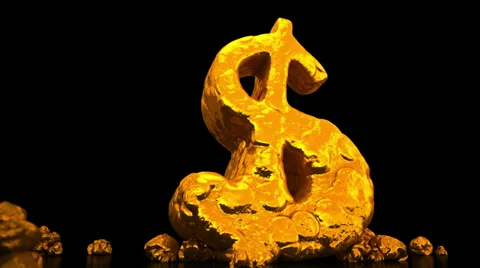 Dollar sign of Native gold. Finance 3d animation Stock Footage