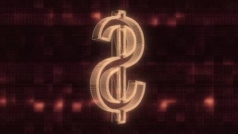 Dollar sign on old led lcd display illustration background loop - new quality Illustrazione stock