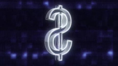 Dollar sign on old led lcd display illustration background loop - new quality Stock Illustration