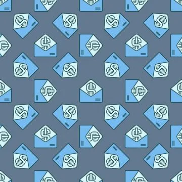 Dollar sign in Opened Envelope vector Money colored seamless pattern 스톡 일러스트