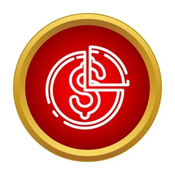Dollar sign pie chart finance market share icon 스톡 일러스트