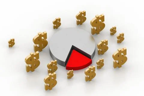 Dollar sign with pie chart Free Stock Illustration