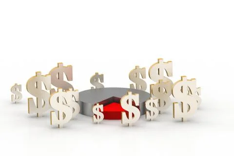 Dollar sign with pie chart Free Stock Illustration