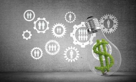 Dollar sign placed inside lightbulb. Stock Illustration