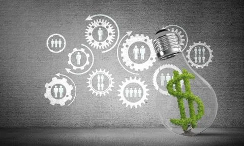 Dollar sign placed inside lightbulb. Stock Illustration