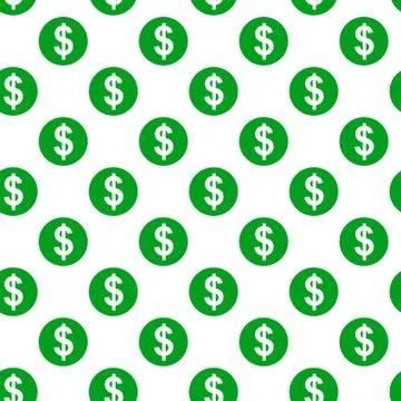 Dollar sign seamless pattern on white background Stock Illustration