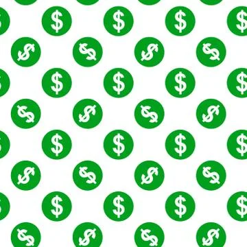 Dollar sign seamless pattern on white background Illustrazione stock