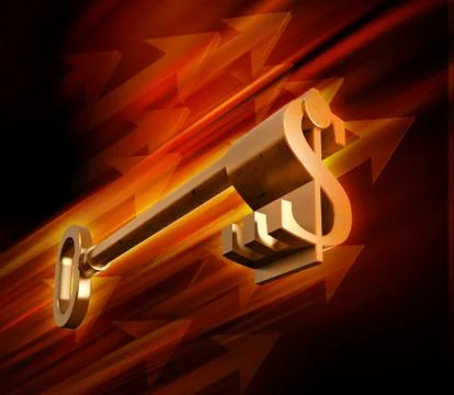 Dollar sign shaped key Illustrazione stock