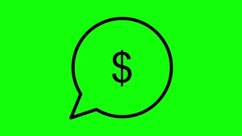Dollar sign in speech bubble animation on green screen for financial video editi Stock Footage 330397539