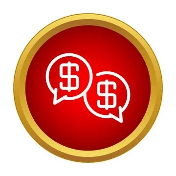 Dollar sign speech bubbles exchanging money on red background Stock Illustration