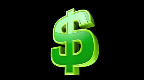 Dollar Sign Spinning with Alpha Loop Stock Footage 22575822