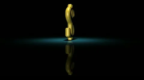Dollar sign spinning in mirror on the floor. Stock Footage 12013348