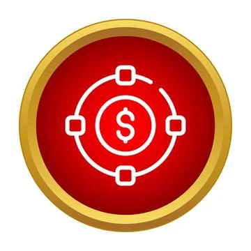 Dollar sign in target icon on red background Stock Illustration