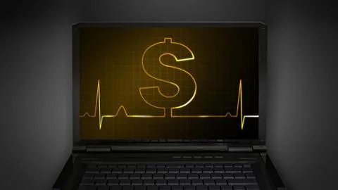 Dollar sign theme is display on laptop screen Illustrazione stock