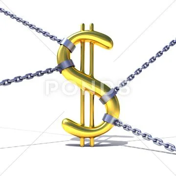 Dollar Sign Tied by Chains Stock Illustration