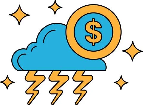 A dollar sign is on top of a cloud Stock Illustration
