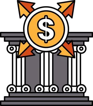 A dollar sign is on top of a pillar Stock Illustration