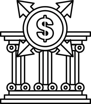 A dollar sign is on top of a pillar Stock Illustration