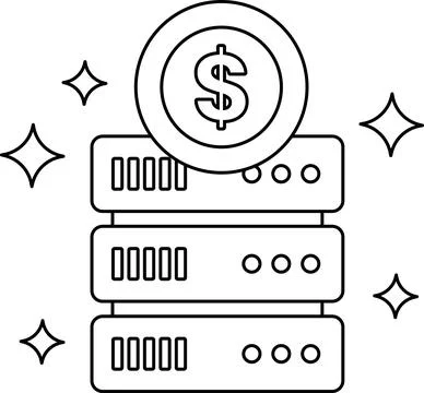 A dollar sign is on top of a stack of servers Stock Illustration