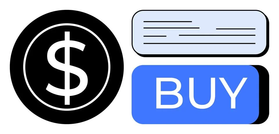 Dollar Sign with Transaction Elements Highlighting Purchase Concept Illustrazione stock