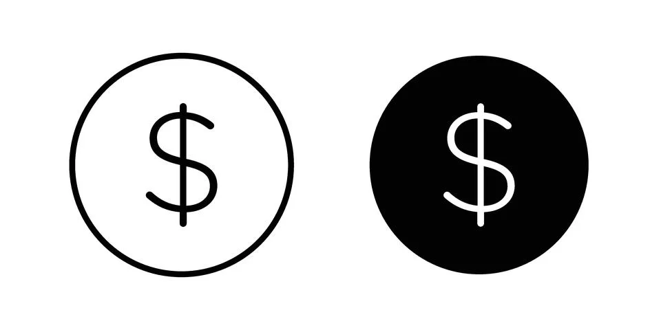 Dollar sign vector concepts, line and silhouette style Stock Illustration