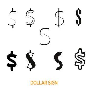 Dollar Sign Vector–White Stock Illustration