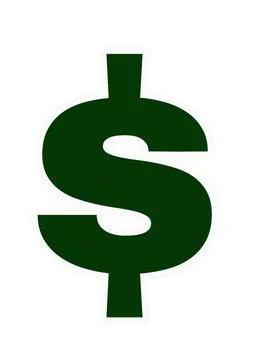 Dollar sign on a white background, dark green color Stock Illustration
