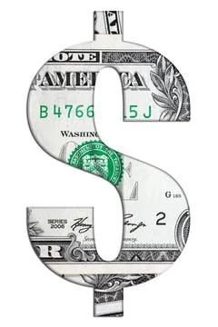 Dollar Sign on White Background Stock Photos