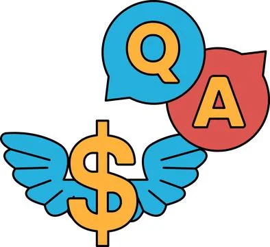 A dollar sign with wings and a question mark Stock Illustration