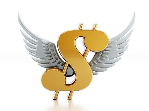 Dollar sign with wings Stock Illustration