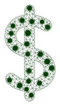 Dollar Sign Wire Frame Mesh Pictogram with Flu Parts Stock Illustration