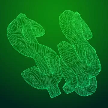 Dollar sign wireframe vector Illustrazione stock