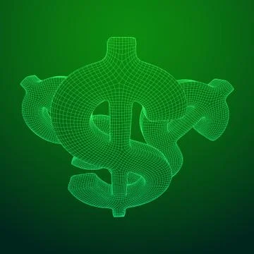 Dollar sign wireframe vector Stock Illustration